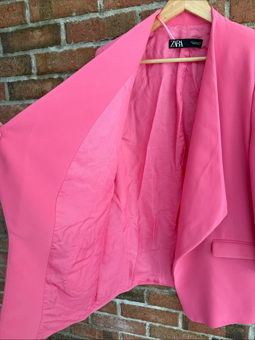 Zara Hot Pink Draped Open-Front Blazer - Picture 6 of 6